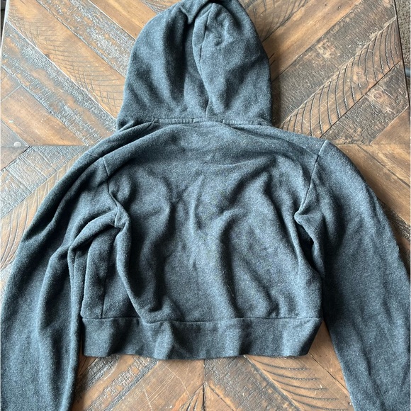 Brandy Melville Cropped Zip-Up. Dark Gray- Size- One Size Fits All - Picture 4 of 4